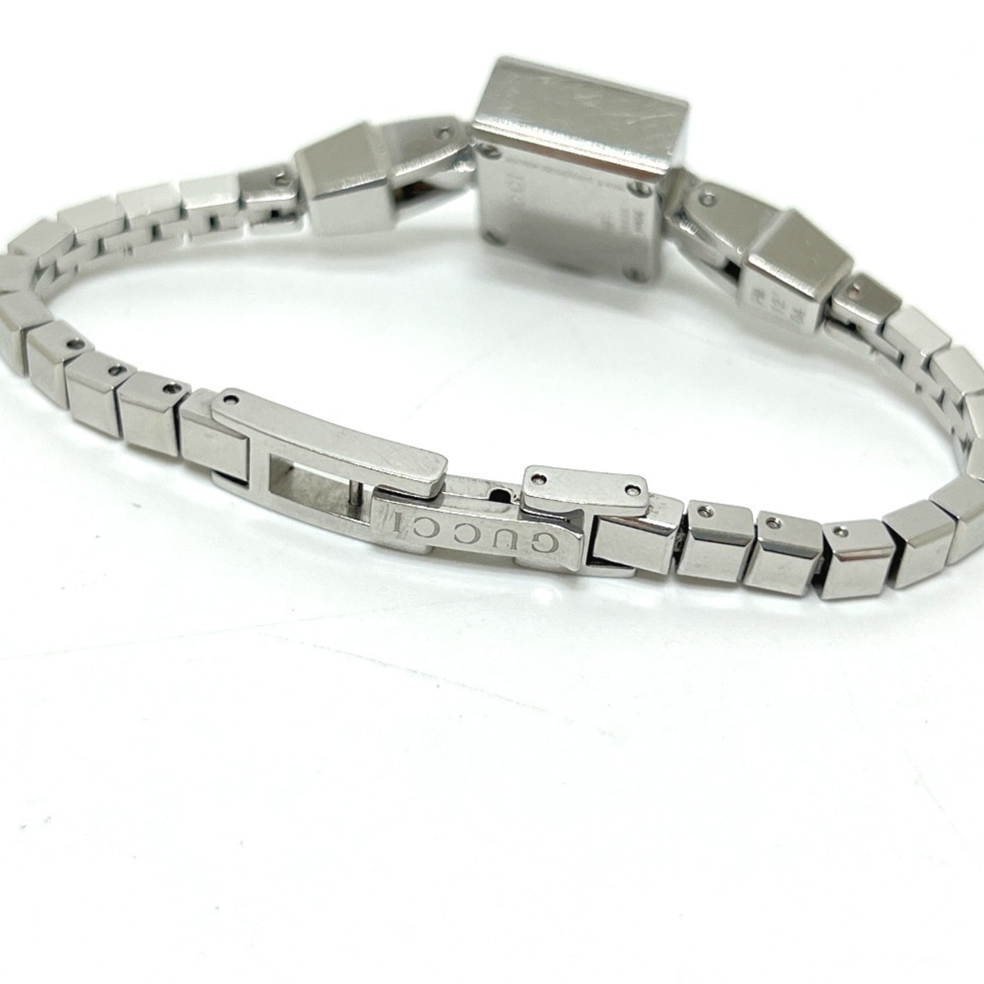 GUCCI 102 G Mini Square Chain Quartz Watch, Stainless Steel, Women's, Silver — Good
