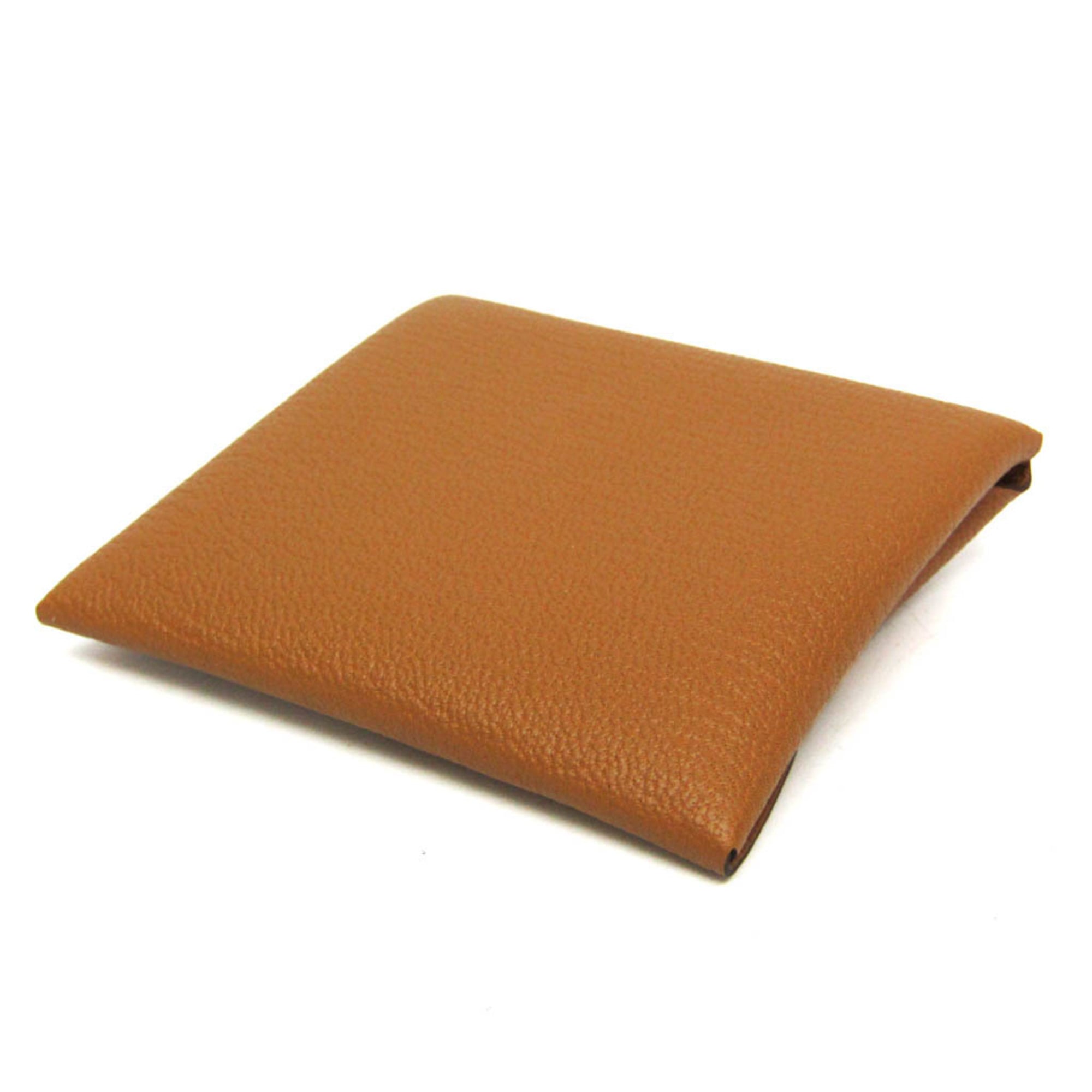 Hermes Bastia Women,Men Chevre Leather Coin Purse/coin Case Brown