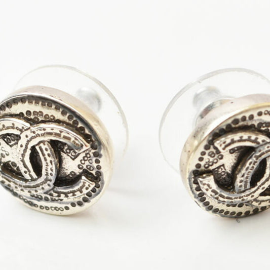 Chanel earrings CHANEL CC Coco Mark circle motif silver 03