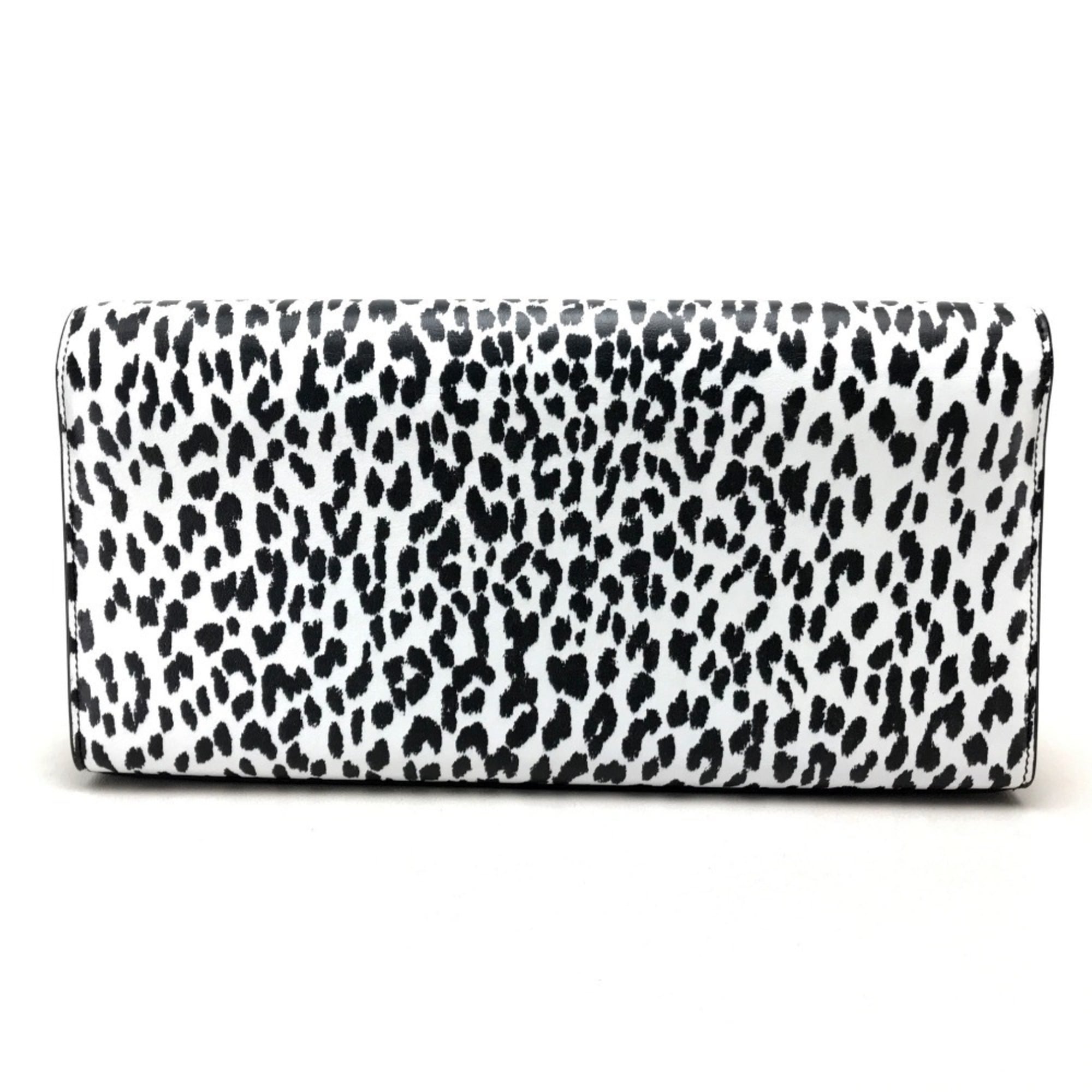 SAINT LAURENT Saint Laurent Paris 326079 Cassandra Leopard Bag Clutch Calf Leather Women's White Black — New - Store Return