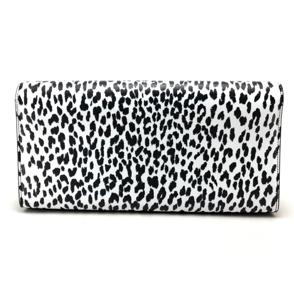 SAINT LAURENT Saint Laurent Paris 326079 Cassandra Leopard Bag Clutch Calf Leather Women's White Black — New - Store Return
