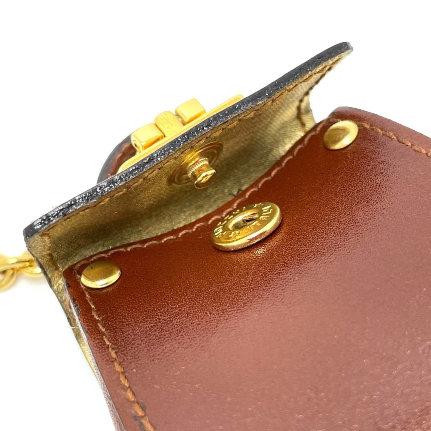 Salvatore Ferragamo Bag Motif Gancini Charm Leather Ladies Brown x Gold Hardware