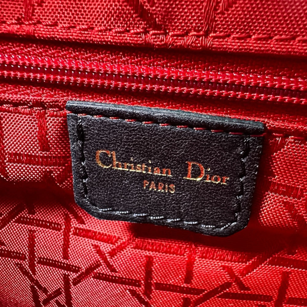 Christian Dior Lady Cannage Leather 2-way Handbag/Shoulder Bag, Black, Women's — Like New