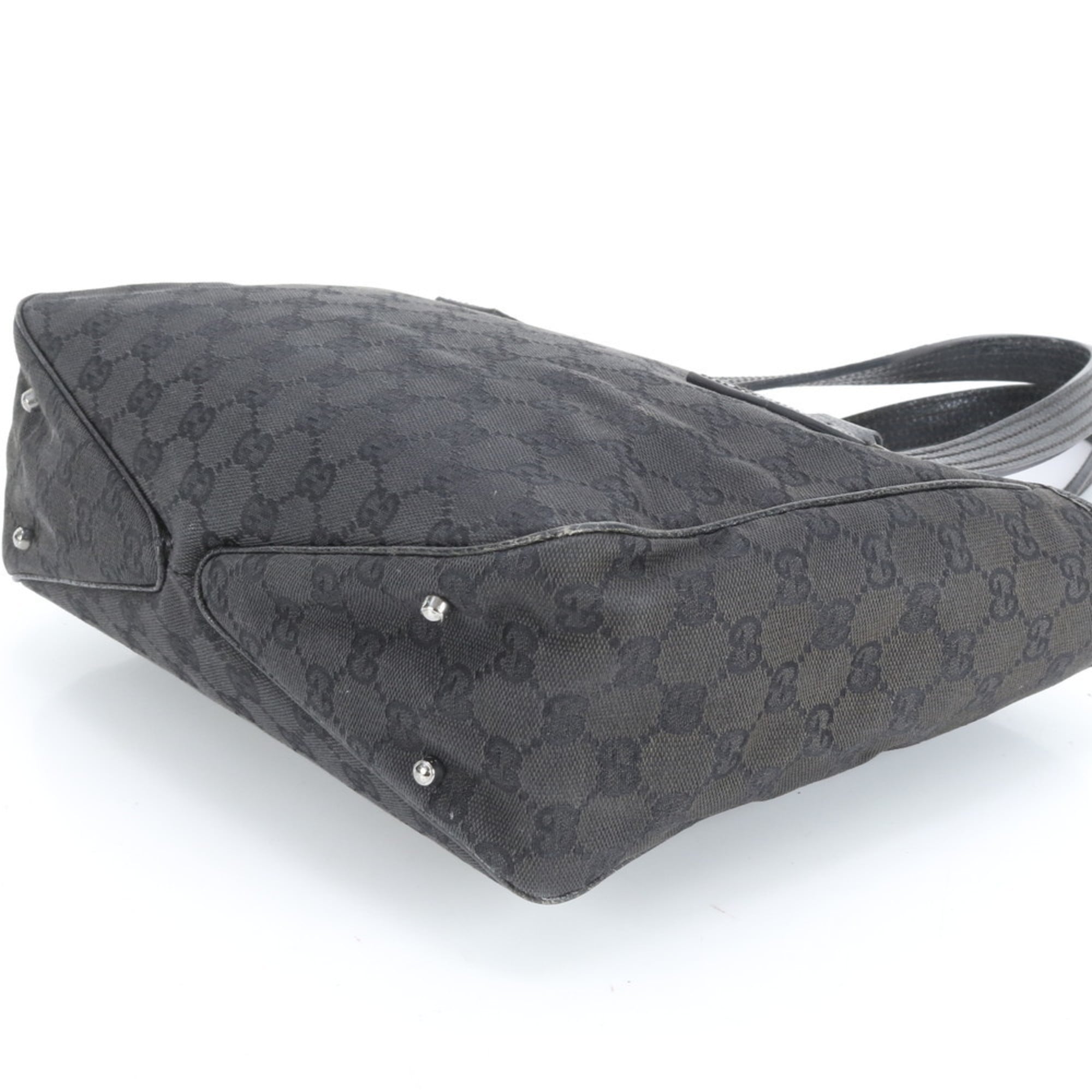 Gucci GG Canvas 113019 Leather Tote Bag Shoulder Handbag Black Women's