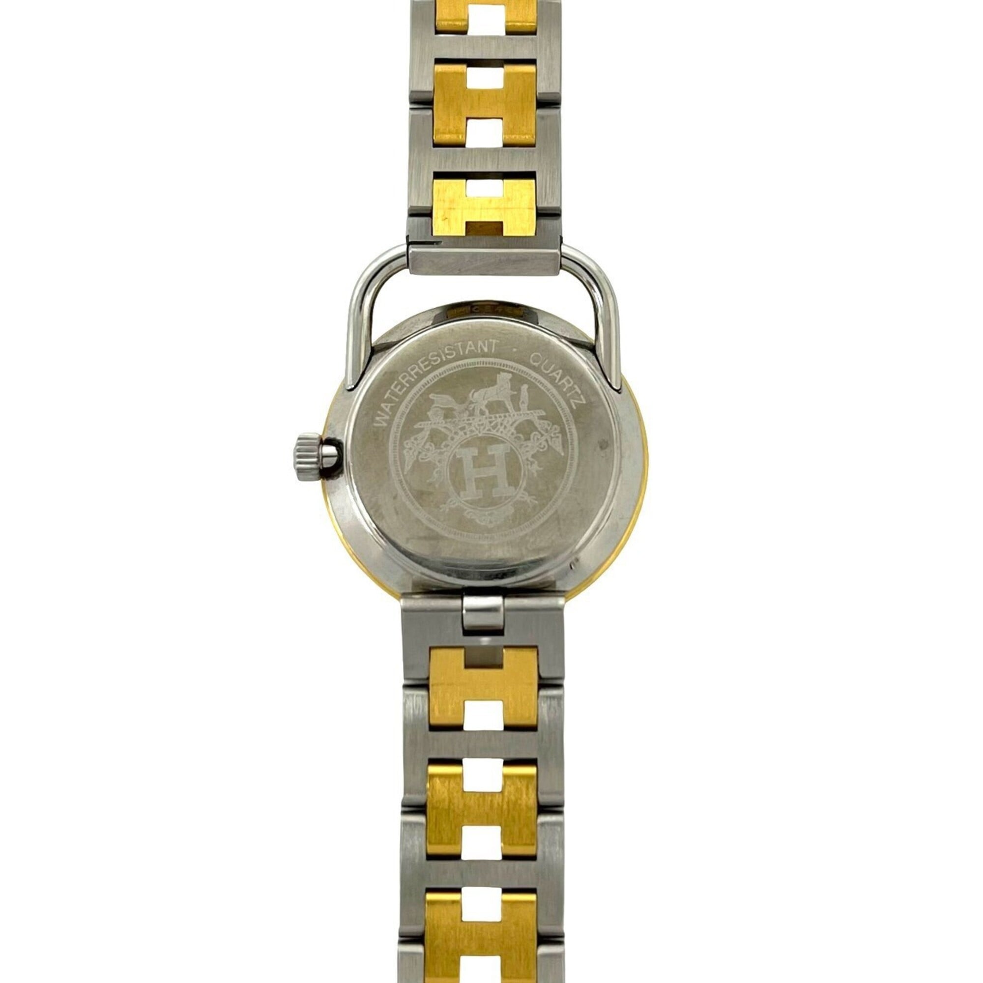 HERMES Arceau Stainless Steel GP Quartz Wristwatch, Silver/Gold, 21563 — Good