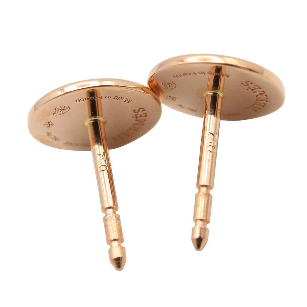 Hermes Ex-Libris TPM Earrings, 18KPG (Pink Gold), Women's Jewelry, Gold Tone — Like New