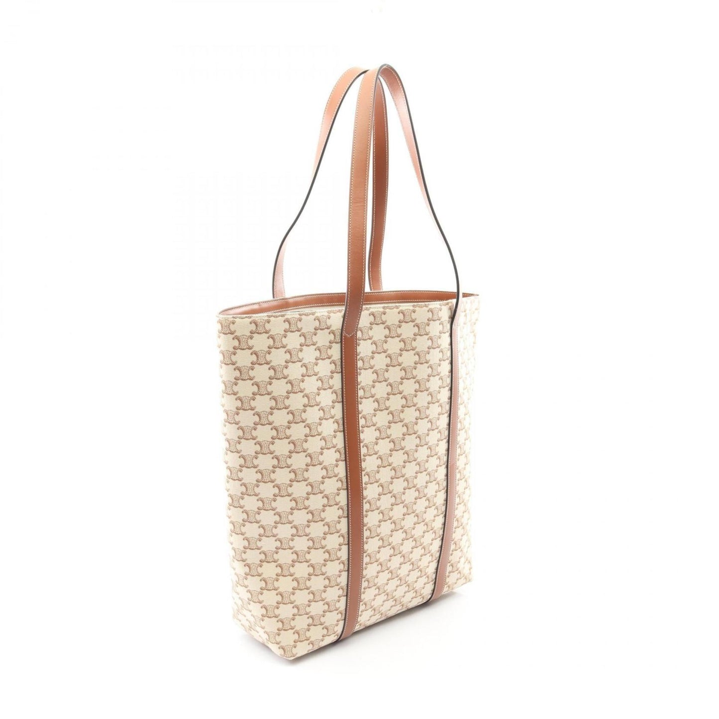 Celine Triomphe Museum Bag Tote Bag, canvas and leather, women's, beige brown, 194542EY7