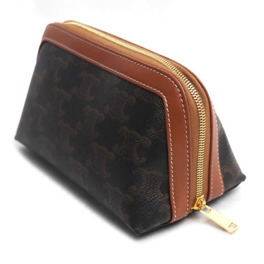 CELINE Triomphe Small Cosmetic Pouch, Tan, 4M1622CZJ.04LU, Women's