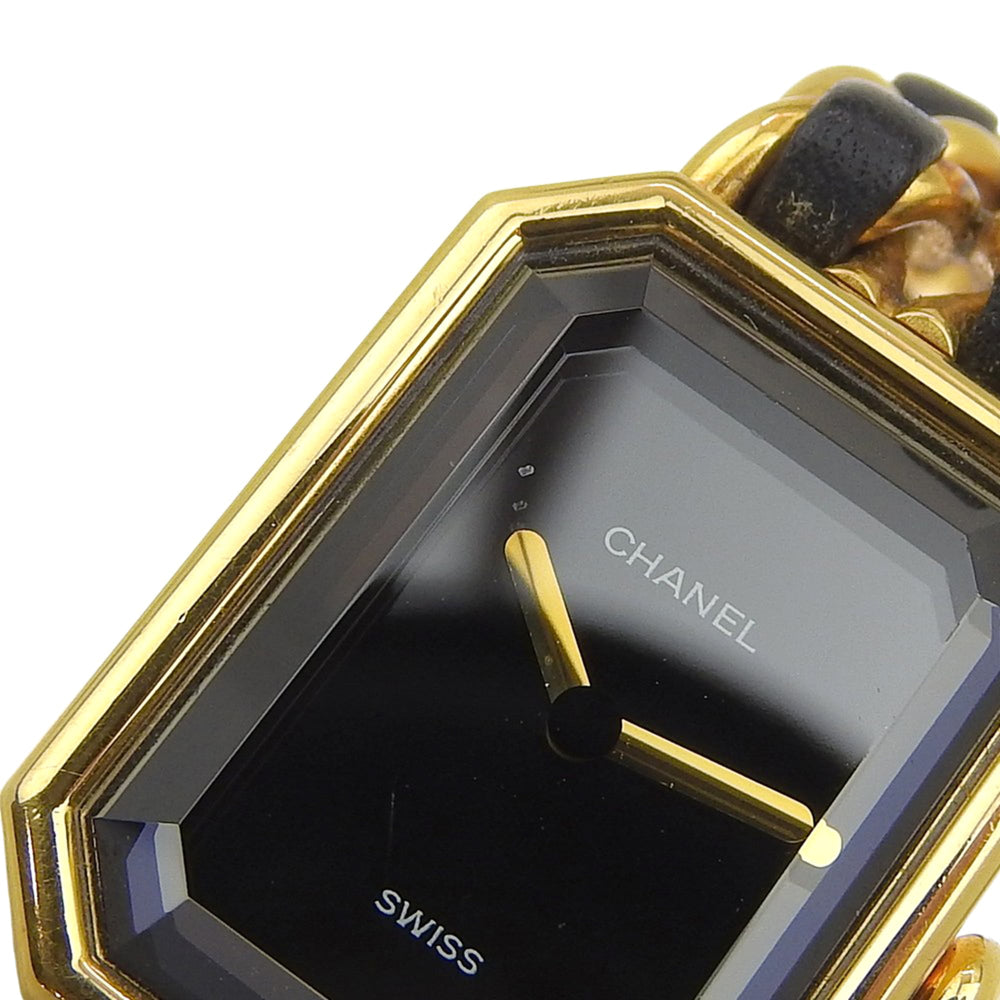 Chanel Premiere S Watch H0001 Gold Plated x Leather Black Quartz Analog Dial Ladies — Good