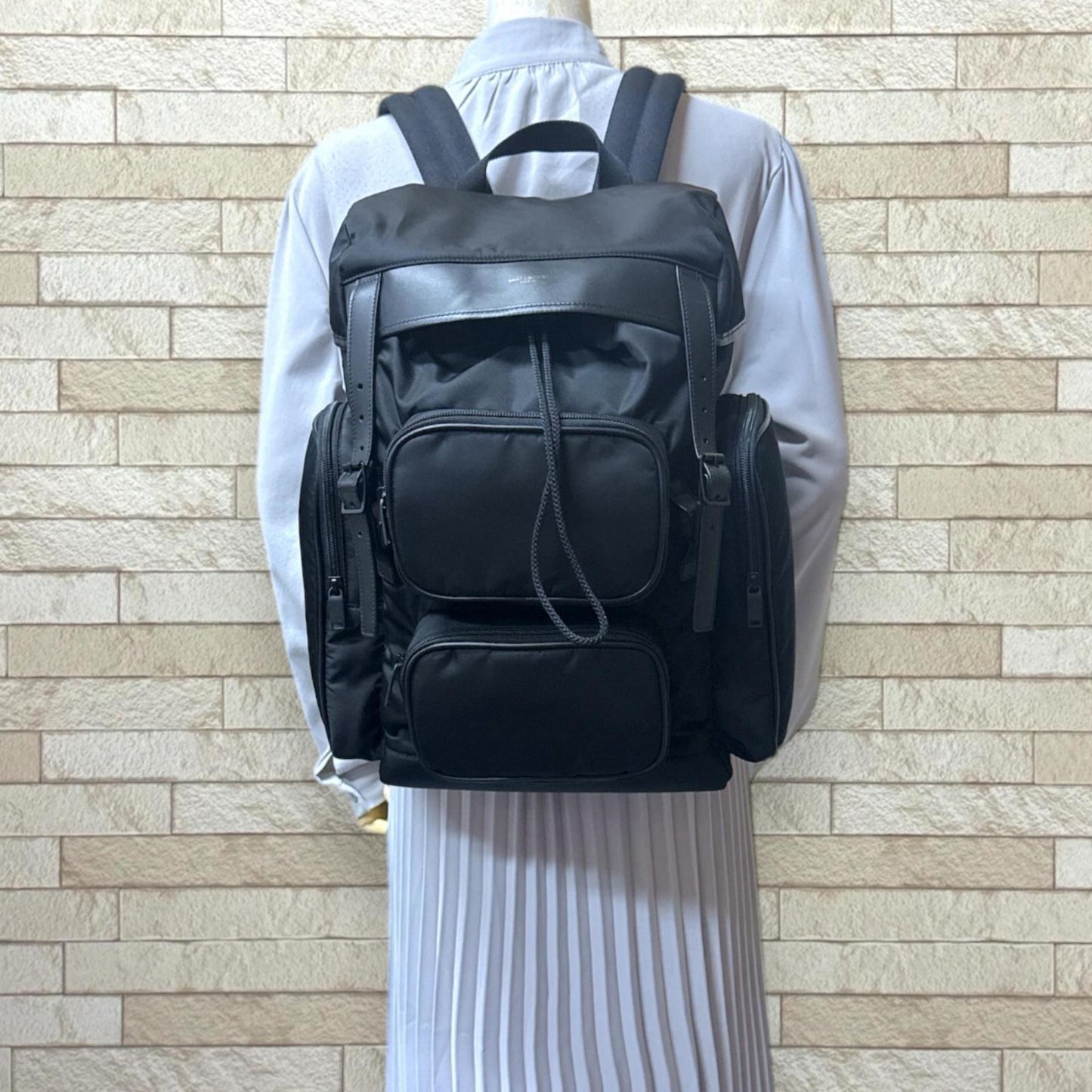 Saint Laurent City Multi-Pocket Backpack, Nylon 437110, Unisex.