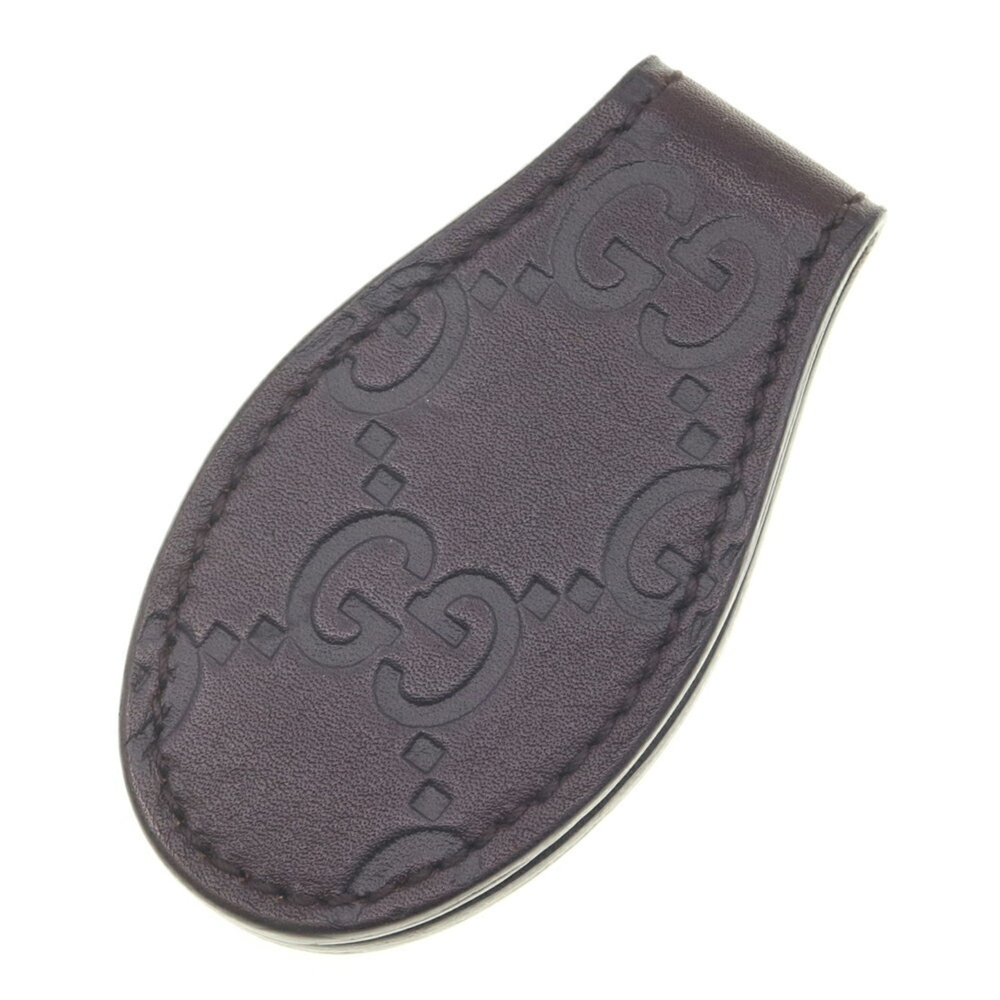 Gucci Money Clip Guccissima 199928 Dark Brown Leather Bill Wallet for Men