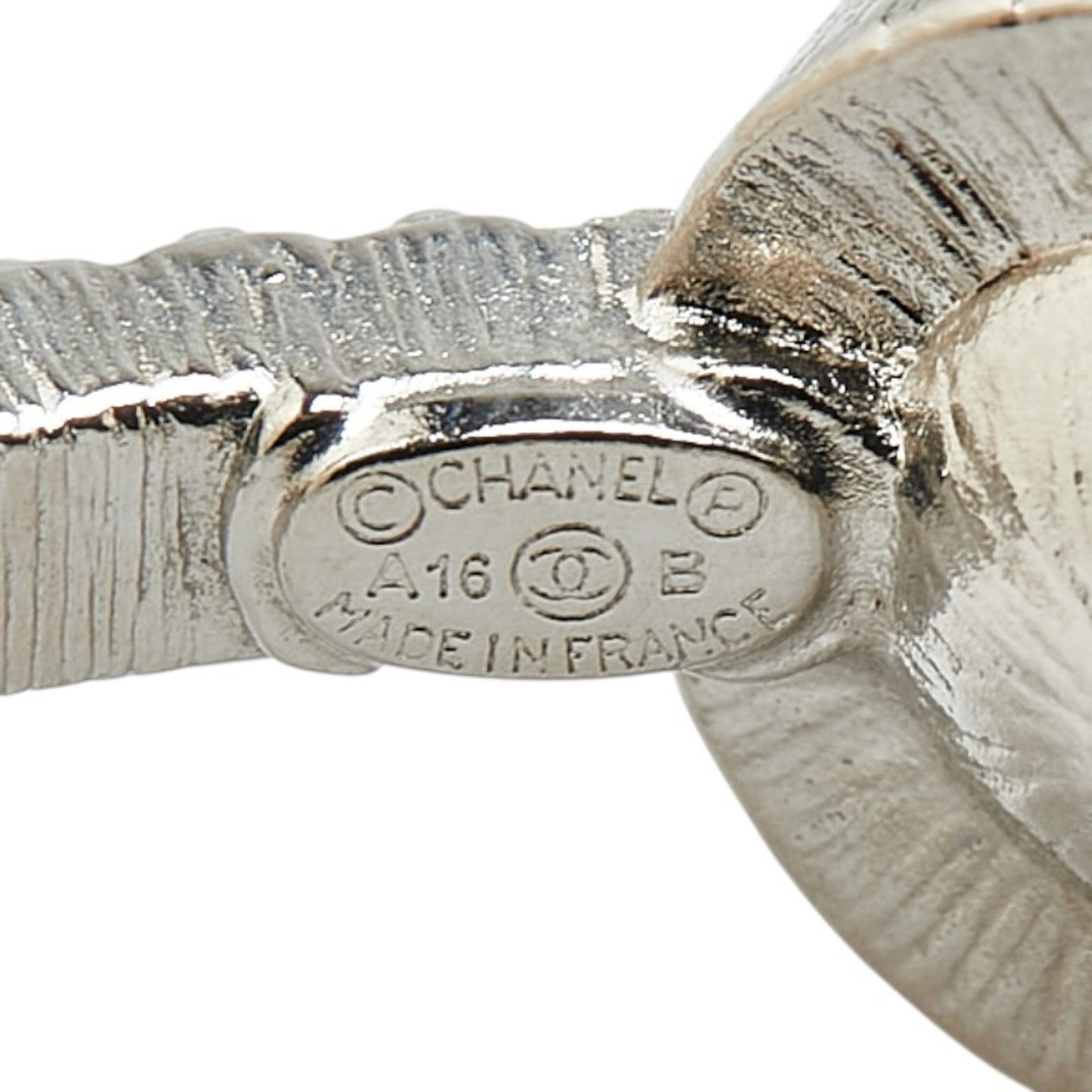 Chanel Coco Mark Rhinestone Hoop Stud Single Earring Silver Metal Women's CHANEL