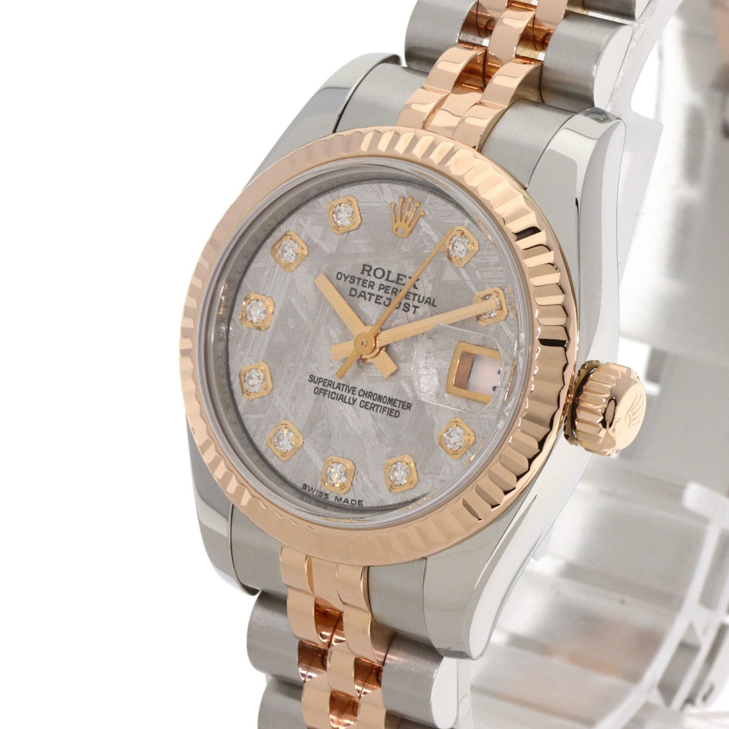 Rolex 179171G Datejust 10P Diamond Watch in Stainless Steel and 18K Everose Gold for Women