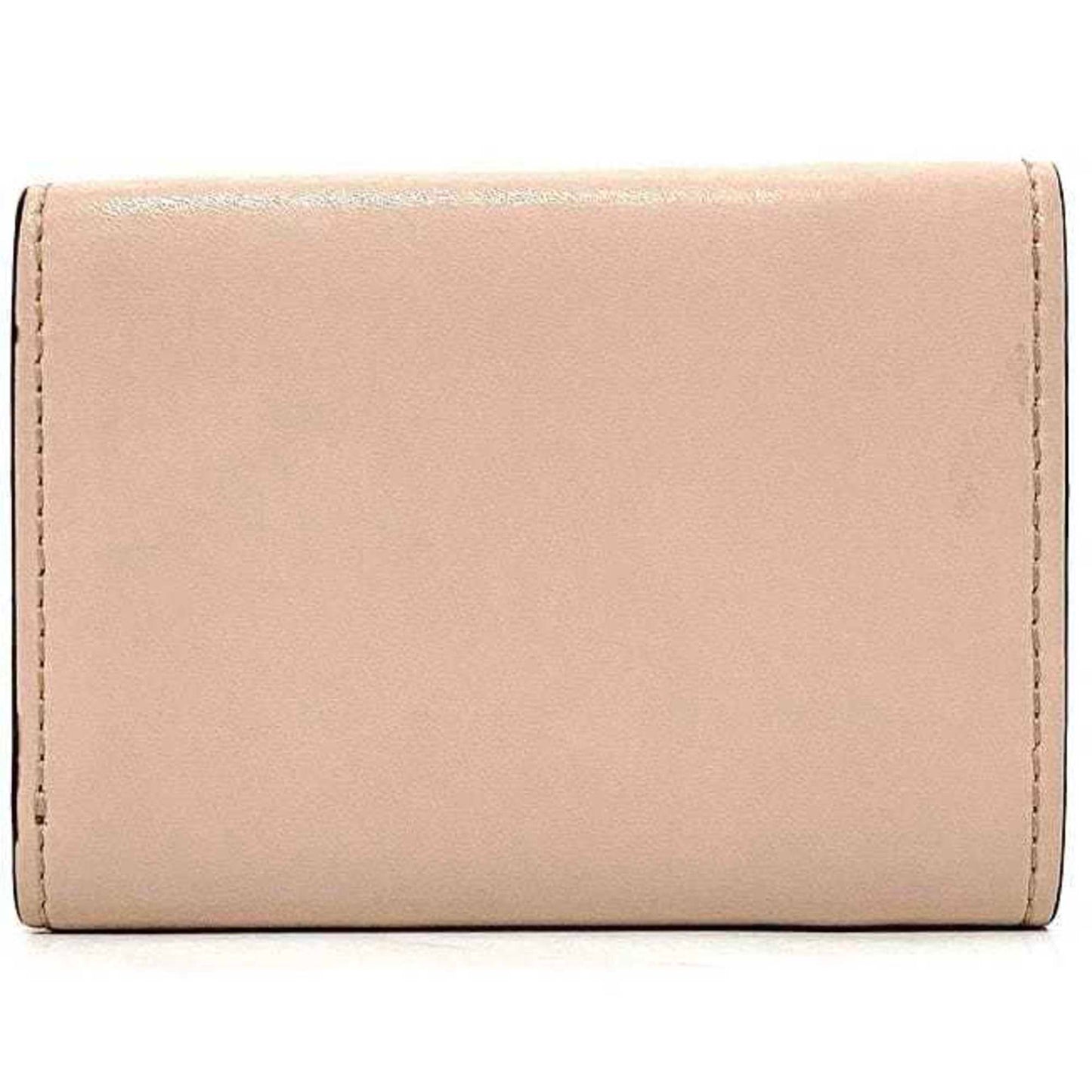 Fendi Trifold Wallet Pink Beige Gold Fizu 8M0395 Leather GP FENDI Circle Women's
