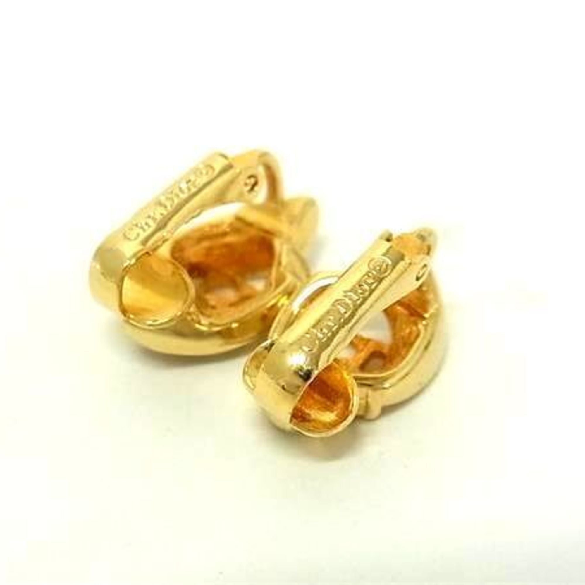 Christian Dior Earrings Gold Metal Women's Rhinestone