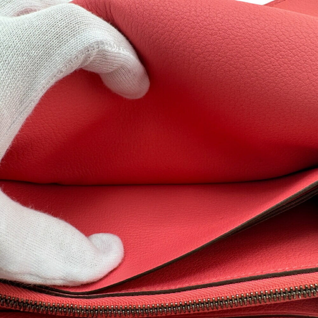 HERMES Constance Long Evercolor Wallet, Pink, Women's
