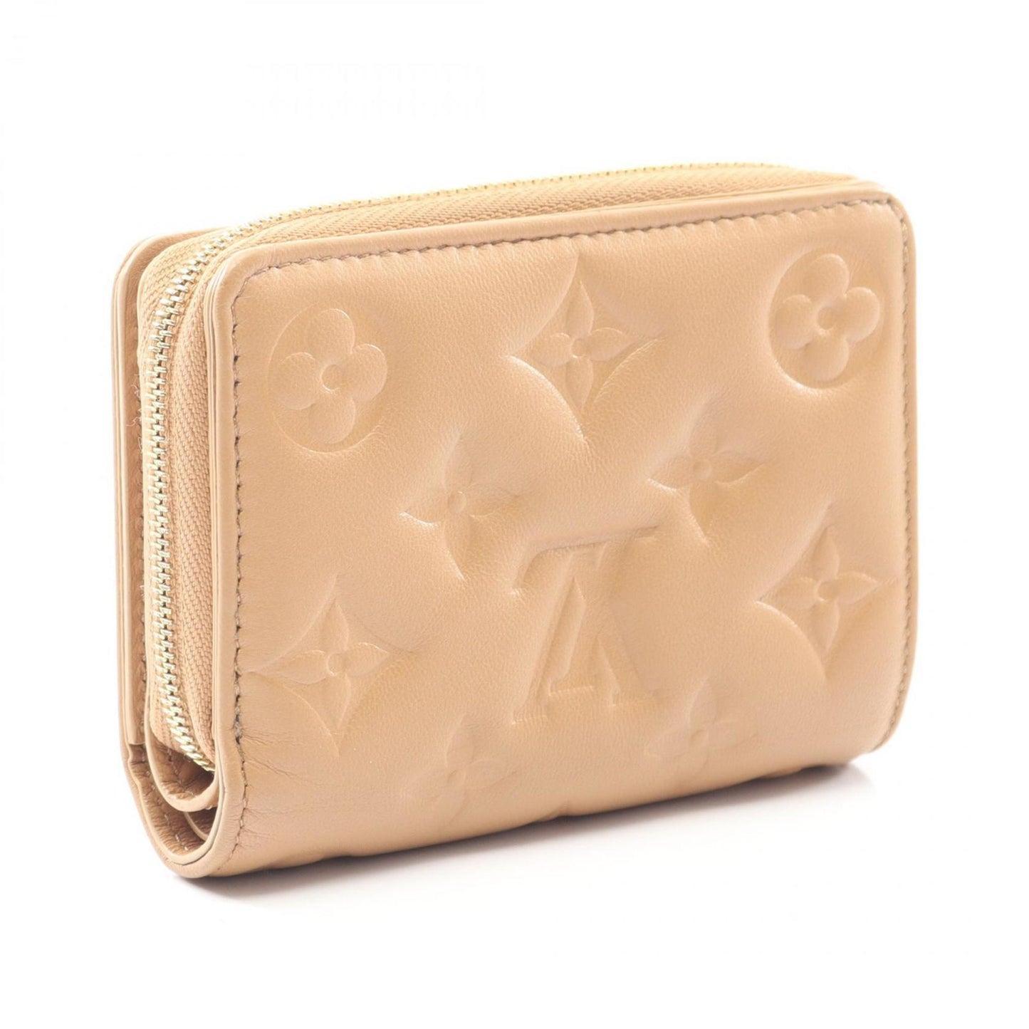 Louis Vuitton Portefeuille Lou Monogram Embossed Camel Leather Bifold Wallet, Beige, Women's, M81673