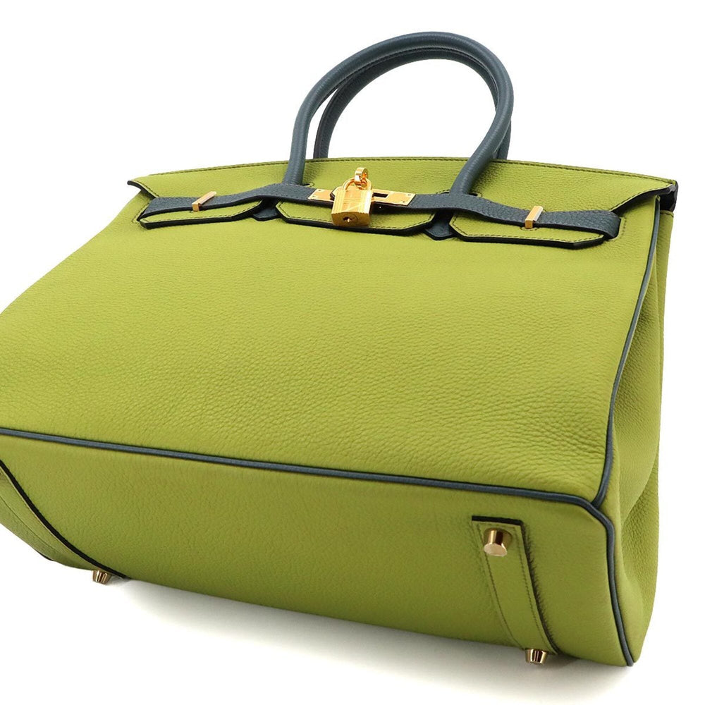 Hermes Birkin 35 Personal SPO Togo Pistachio Blue Orage Handbag □Q Stamp Gold Hardware — New - Store Return