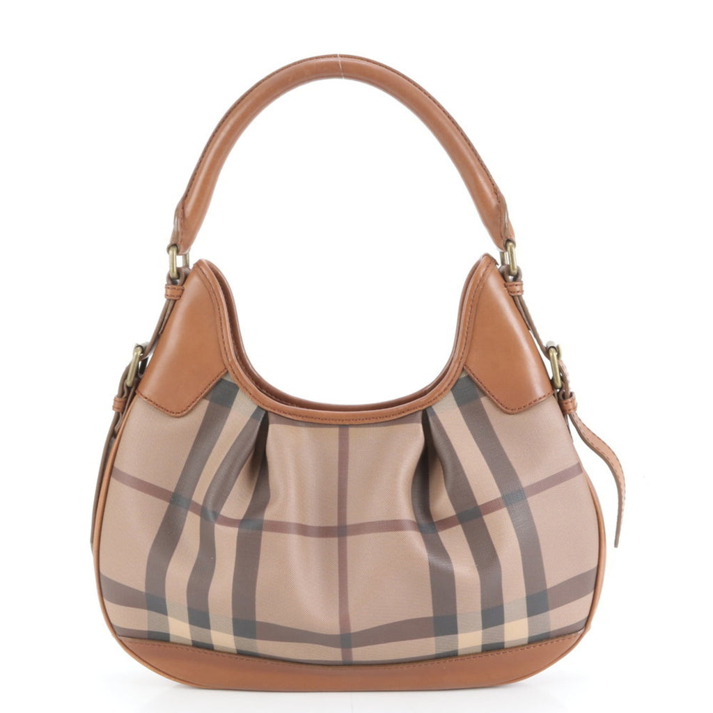 Burberry Nova Check Leather Shoulder Bag/Tote Bag/Handbag Brown Women's