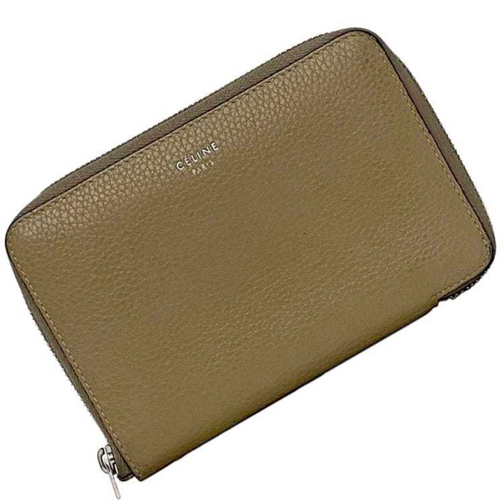 Celine Bi-fold Wallet Medium Zip Around ec-22184 Beige 104393AFE.03UN Round Leather U-PG-0188 CELINE Folding Compact Multi-function