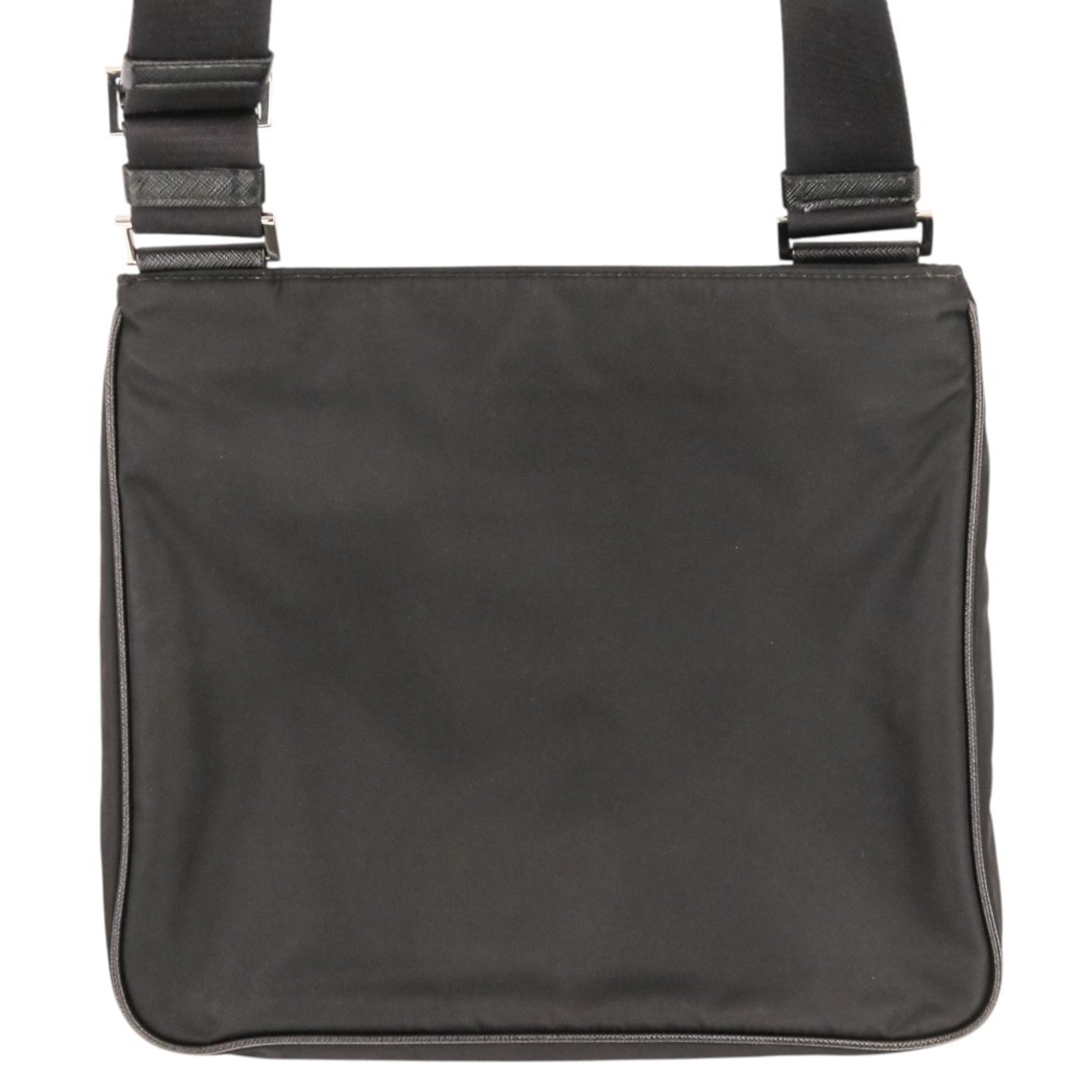 PRADA Re-Nylon Saffiano Leather Triangle Logo Plate Shoulder Bag 2VH118 Black (Men's & Women's) — Like New