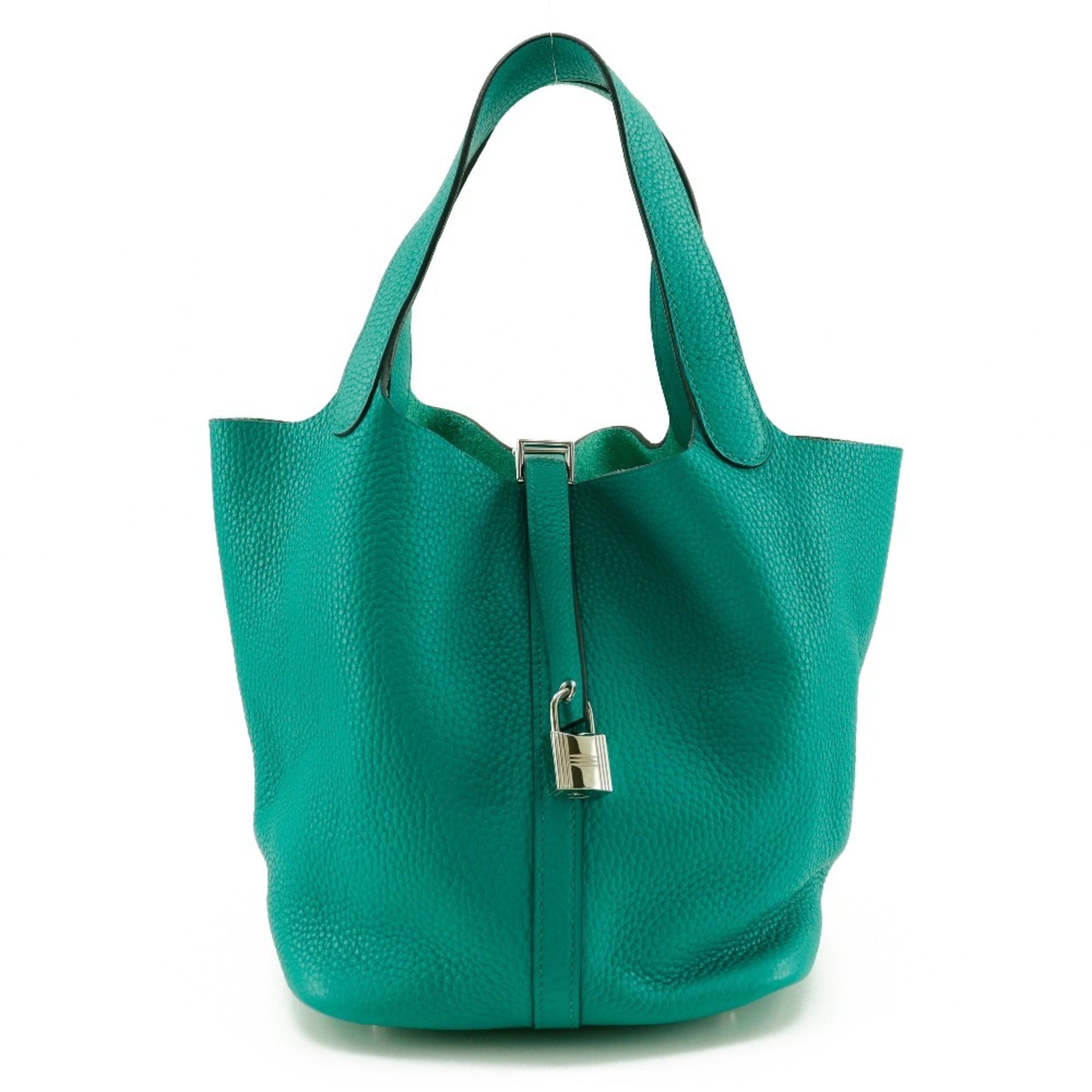 Hermes HERMES Picotin Lock MM Handbag Taurillon Clemence 2016 Green x Belt Clasp LockMM Women's