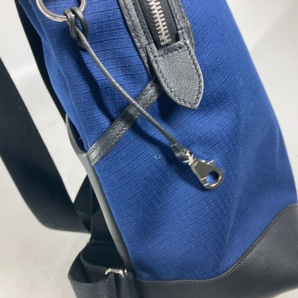 HERMES H Sac Addo All Back Backpack Bicolor Rucksack Leather Canvas Men's Blue E-241127-5 — Like New