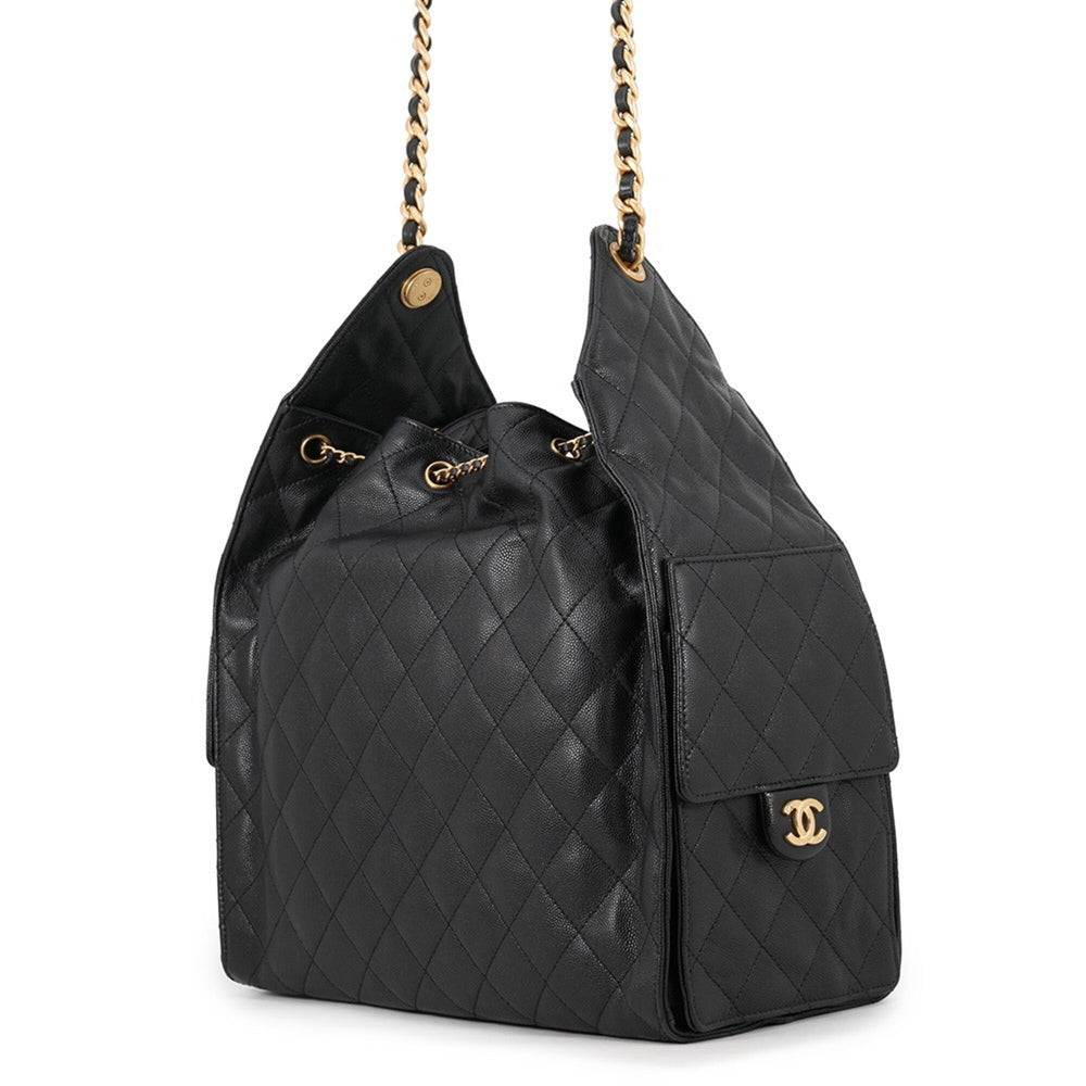 Chanel Chain Shoulder Bag CHANEL25 Medium Coco Mark Matelassé Caviar Skin AS5311 CHANEL Black Handbag Women's — Like New