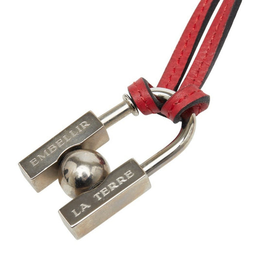 Hermès Cadena H "In Search of the Unknown Beauty Earth" 2001 Necklace Silver Red Metal Leather Women's HERMES