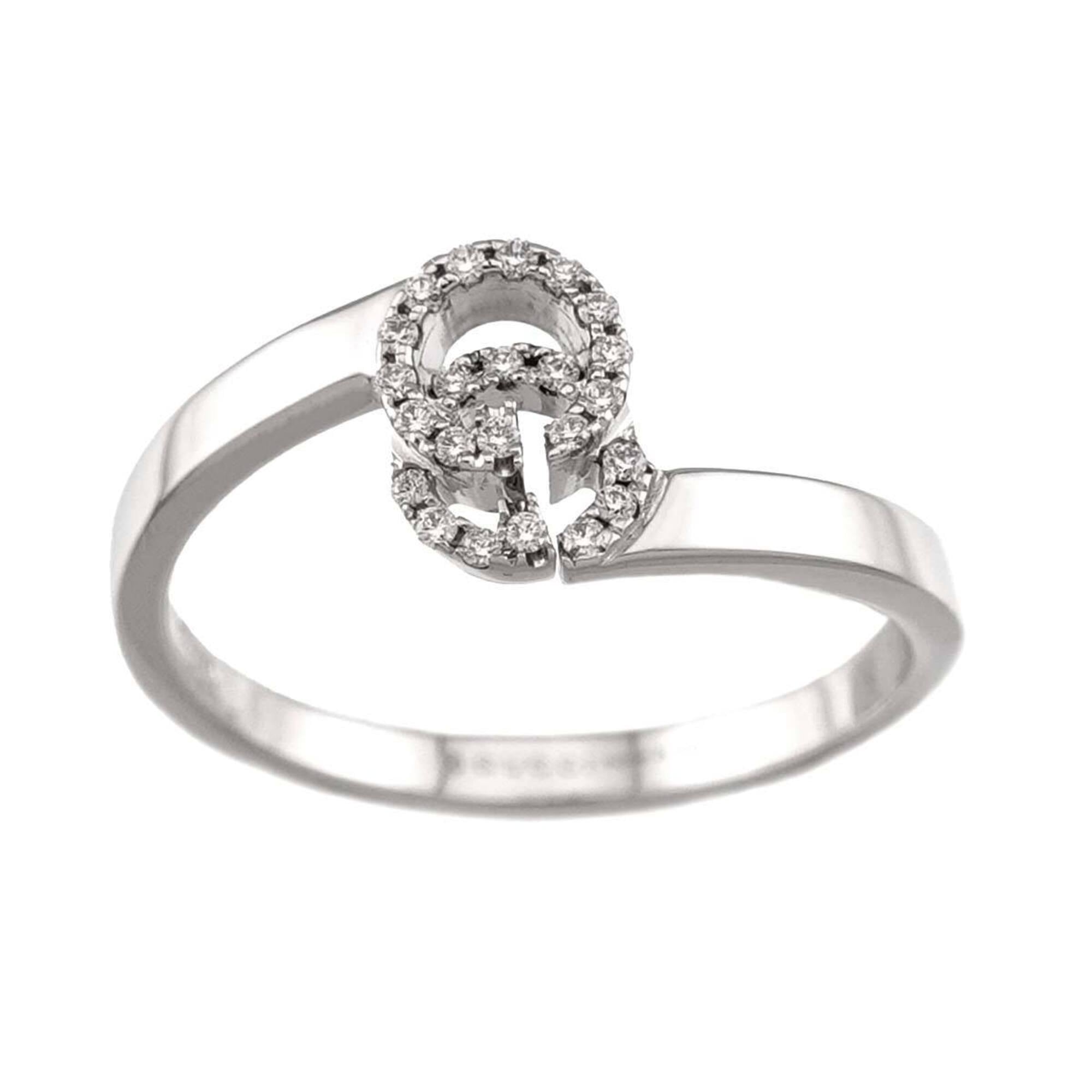 Gucci GG Running Diamond Ring #8 18K WG White Gold 750 — Like New