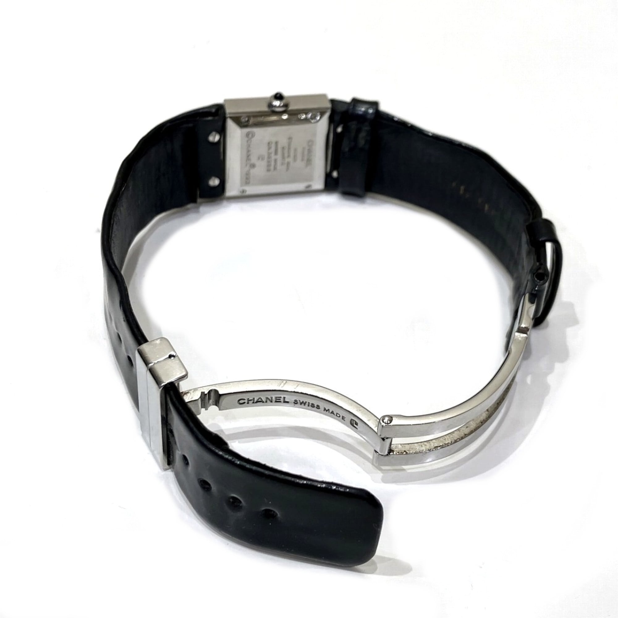 Chanel Matelassé Watch, Total Weight 27g, Stainless Steel, Genuine Leather Strap, Quartz Movement, Black Dial, H0116 — Good