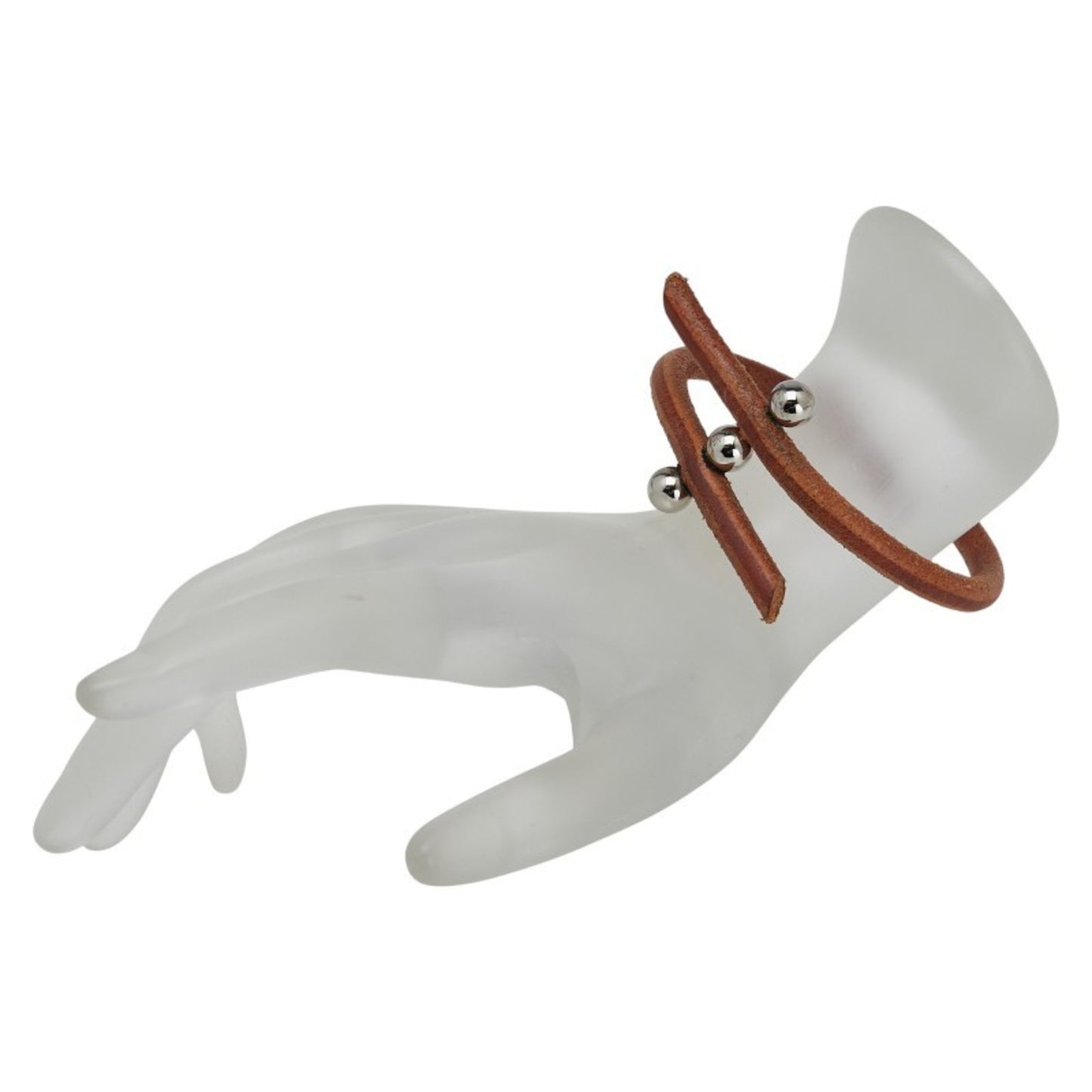 Hermes Hermès Roulette Hilb Bracelet in Brown and Silver Leather Metal for Women