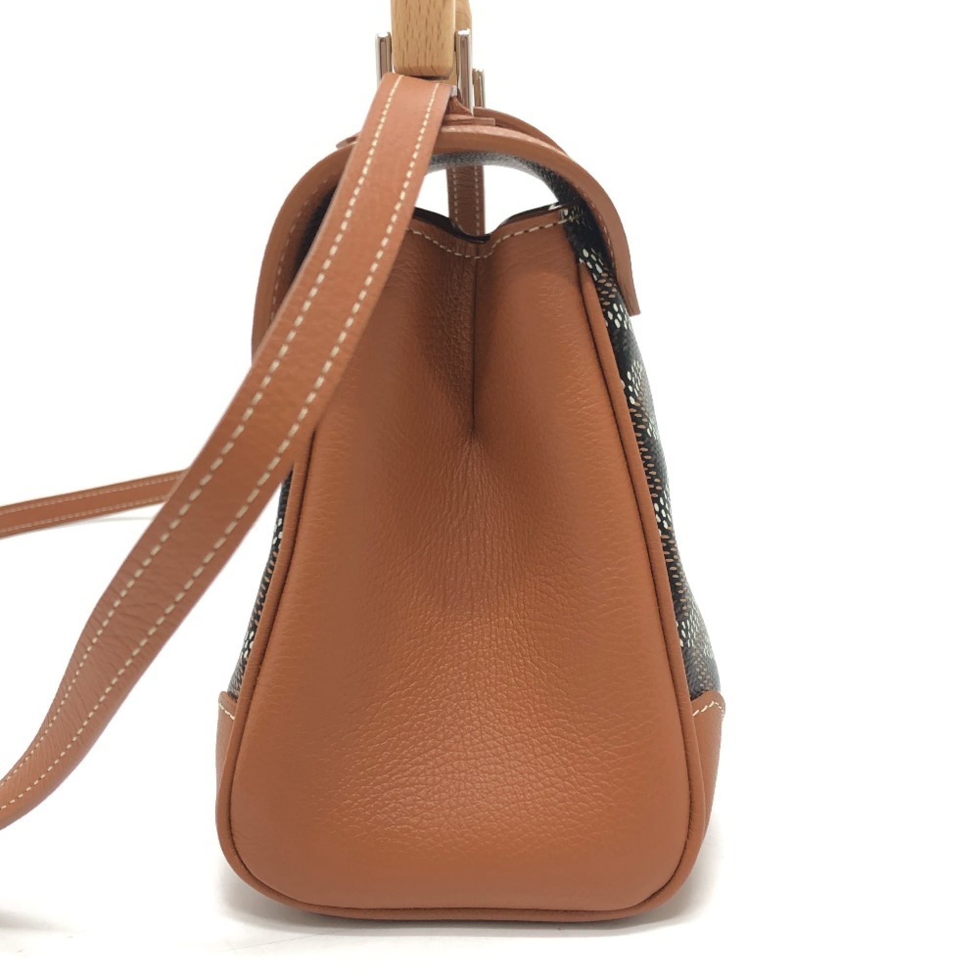 GOYARD Saigon Mini Soft Bag, 2-Way Crossbody Shoulder Handbag, Coated Canvas, Leather, Women's, Black & Tan, Like New — Like New