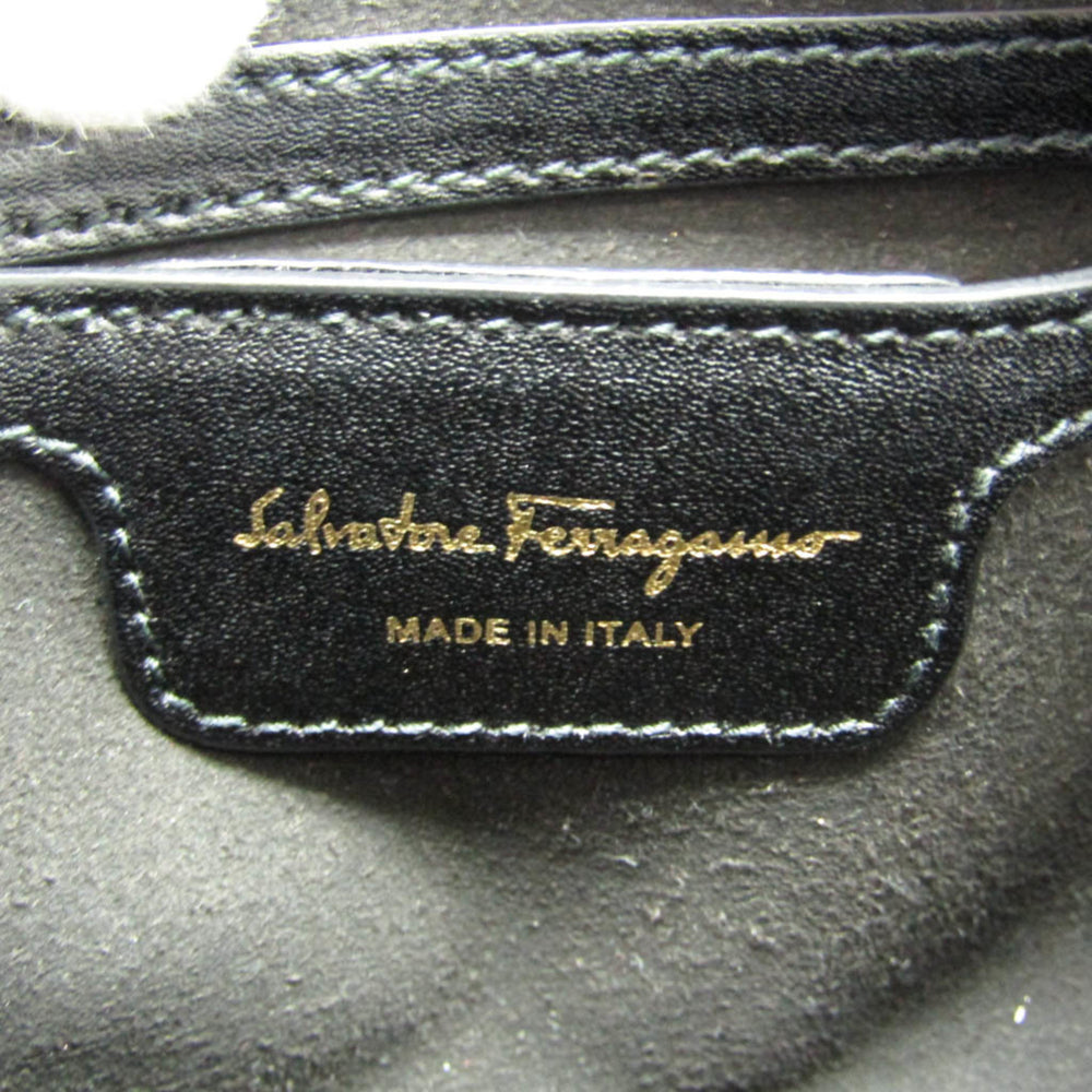 Salvatore Ferragamo Vara AU-21 H498 Women's Leather Shoulder Bag Black — Like New
