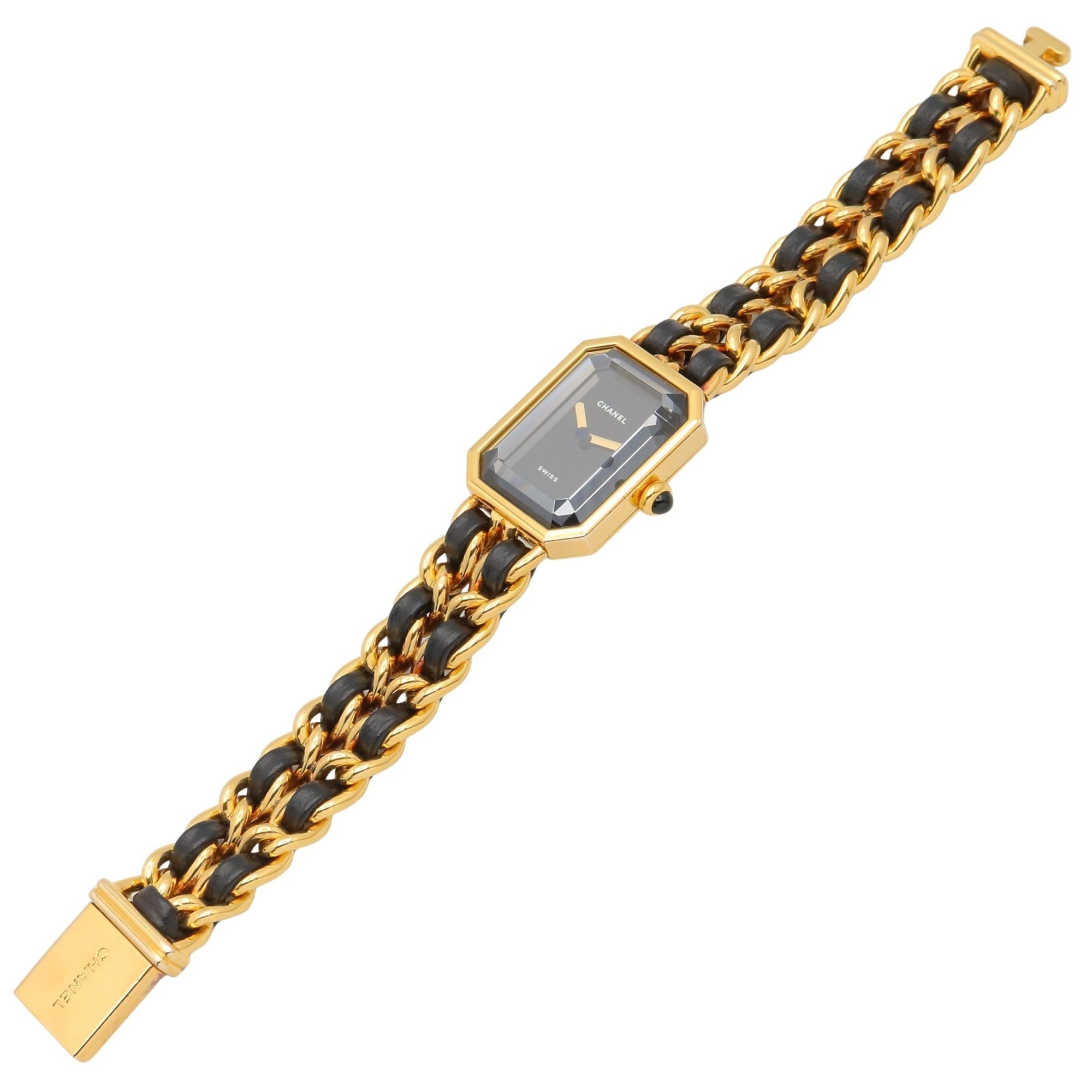 Chanel CHANEL Première M Watch, Gold Plated Leather, Women's, Black, H0001 — Very Good