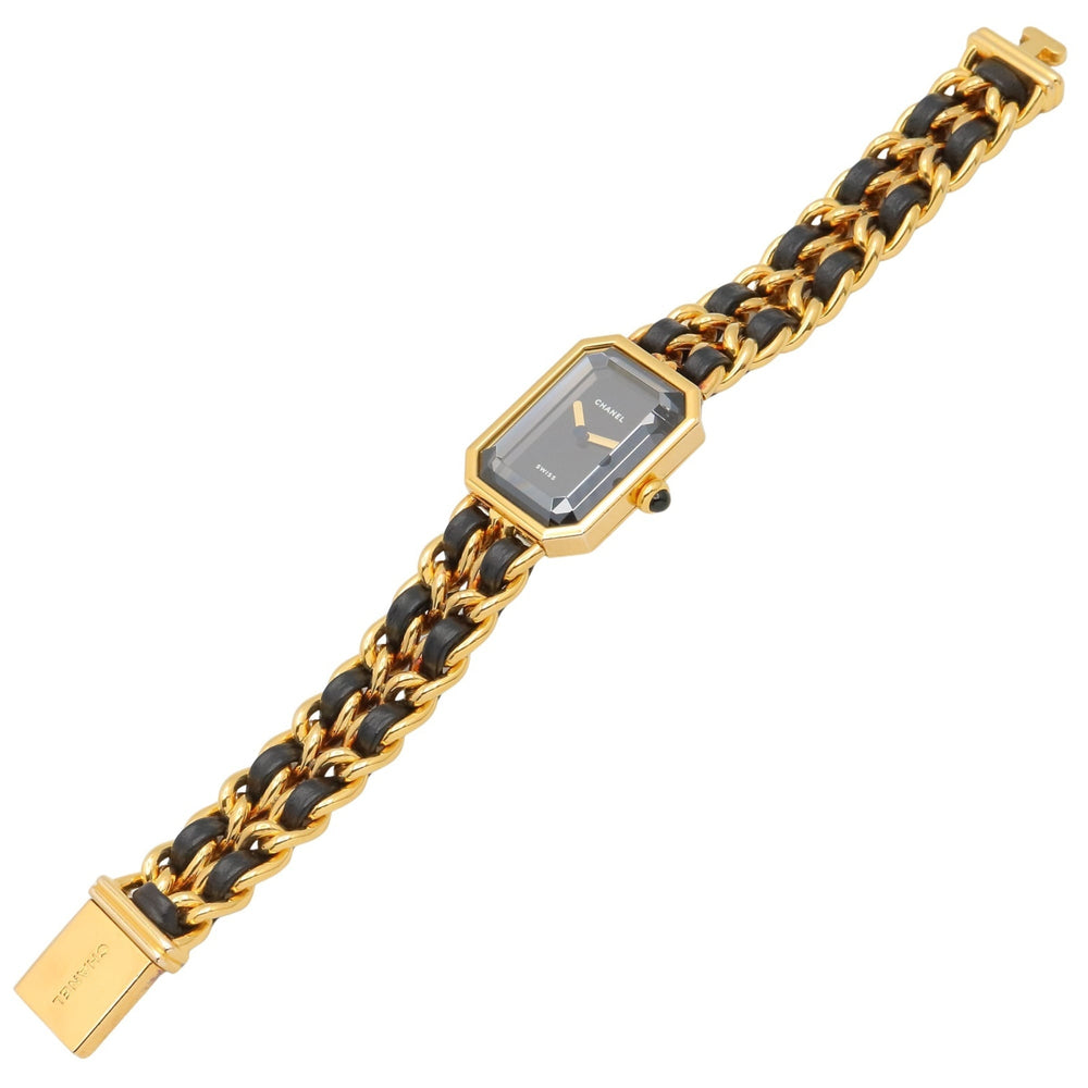 Chanel CHANEL Première M Watch, Gold Plated Leather, Women's, Black, H0001 — Very Good