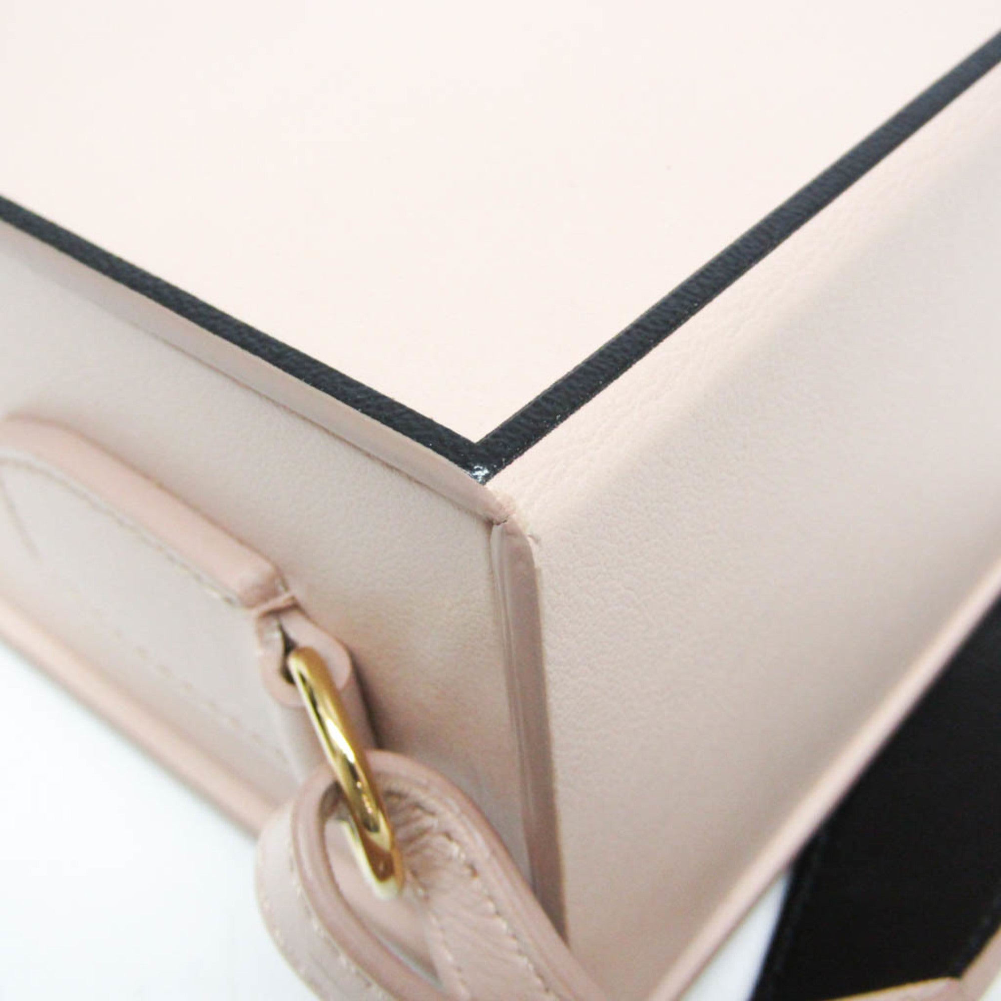 Fendi Box 8BT339 Women's Leather Shoulder Bag Pink