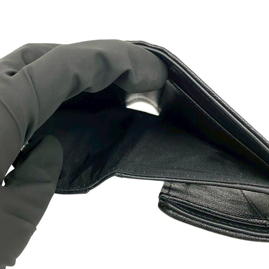 CHANEL Boy Chanel Coco Mark Caviar Leather Tri-fold Wallet, Black, 41144
