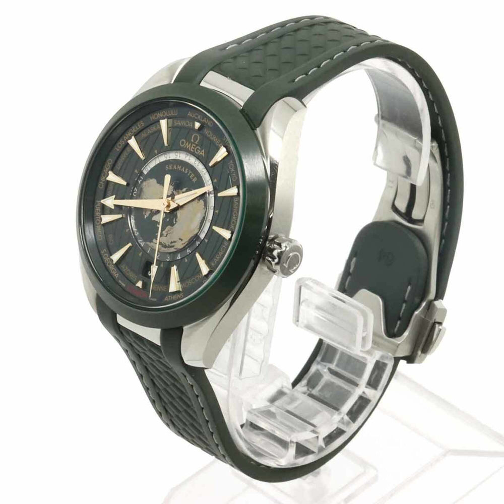 Omega Seamaster Aqua Terra GMT Worldtimer Master Co-Axial 220 32 43 22 10 001 Men's Watch Date Green Automatic — Like New