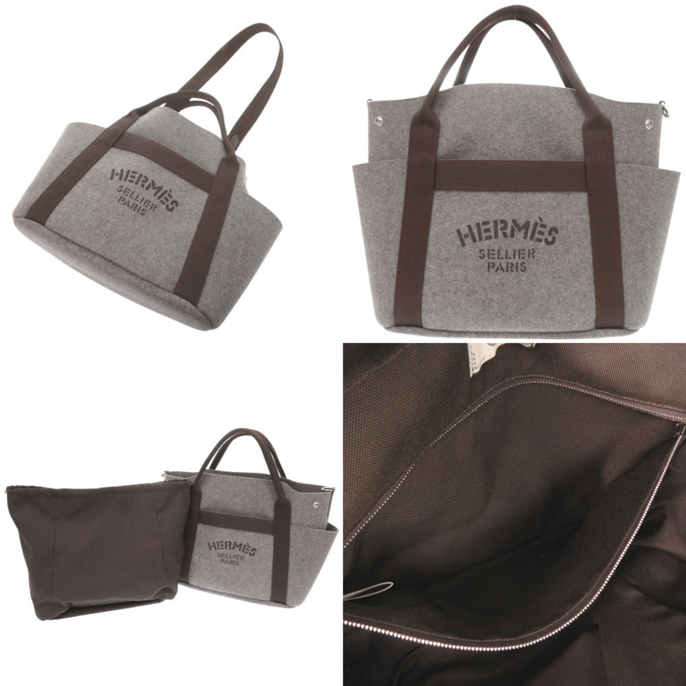 Hermes Sac de Pansage Groom Felt Grimoyen Silver Hardware Z Stamp (2021) 2-Way Tote Bag 0264HERMES — Like New