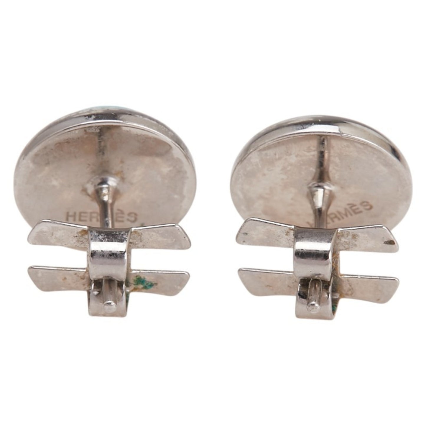 Hermes Eclipse Earrings in Silver and Light Blue Metal for Women