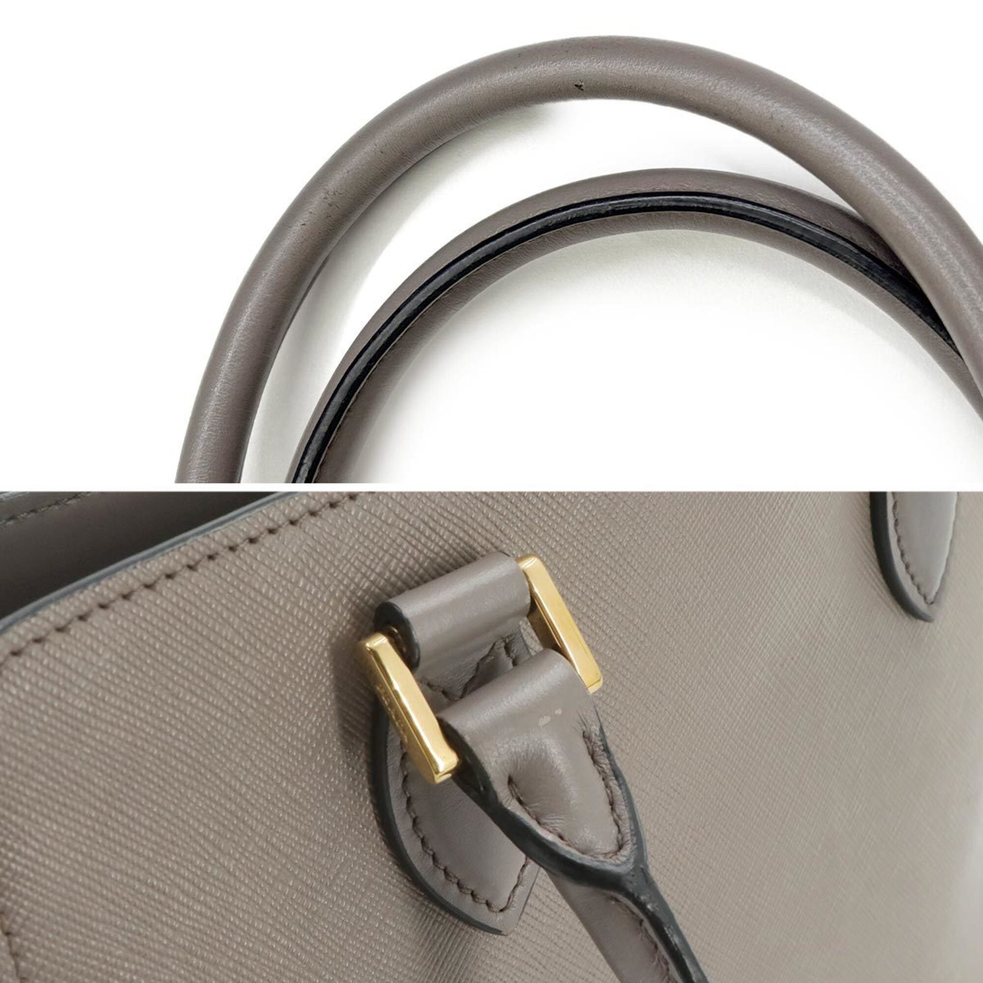 Prada Saffiano 2-way Hand/Shoulder Handbag, Leather, Gray, 1BA113 — Like New