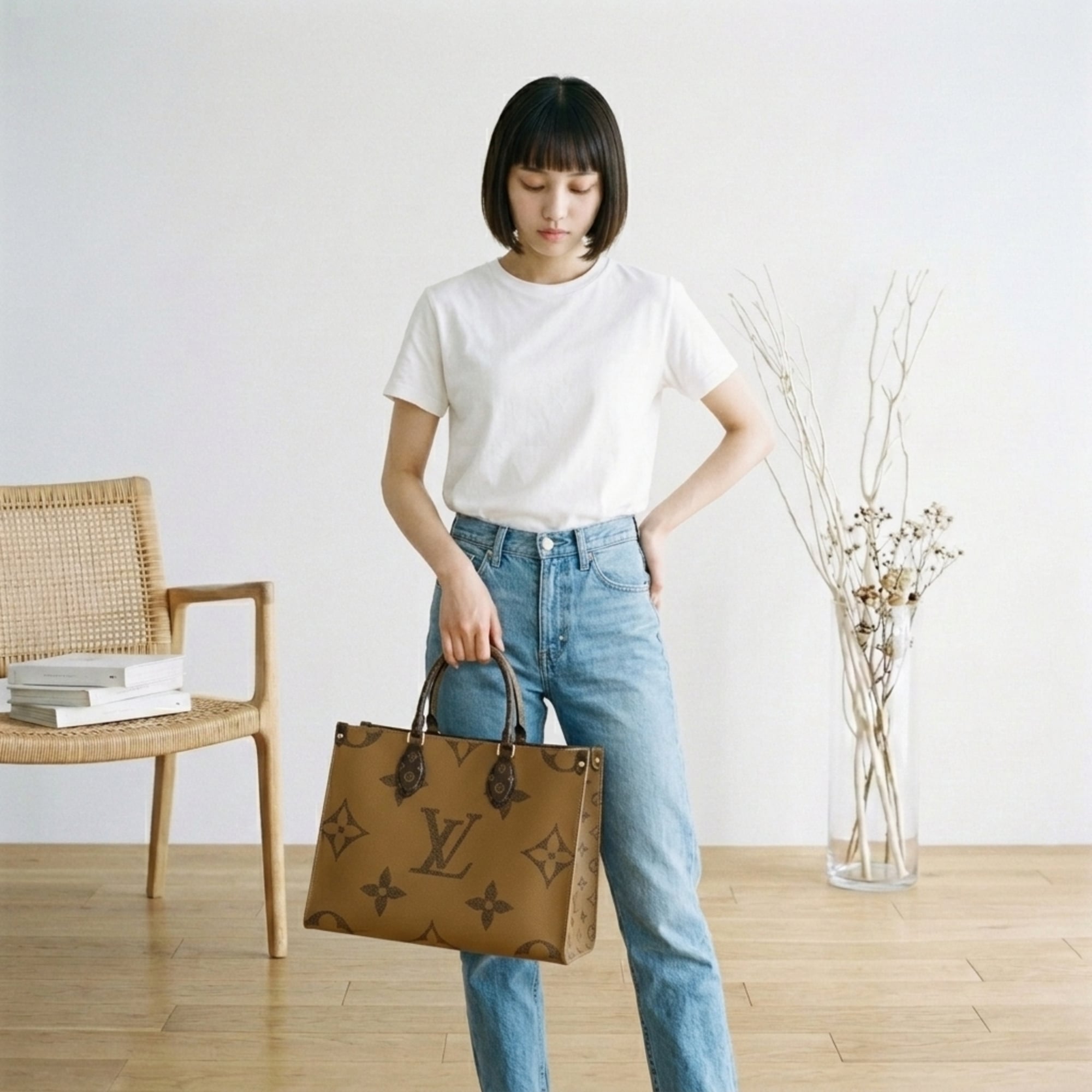 Louis Vuitton LOUIS VUITTON Tote Bag Handbag Monogram Giant Reverse OnTheGo MM M45321 Brown — Like New