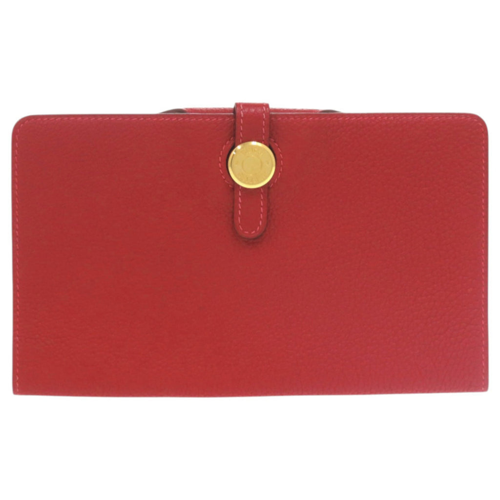 Excellent condition Hermes Dogon MM Togo red long wallet 0026