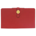 Excellent condition Hermes Dogon MM Togo red long wallet 0026