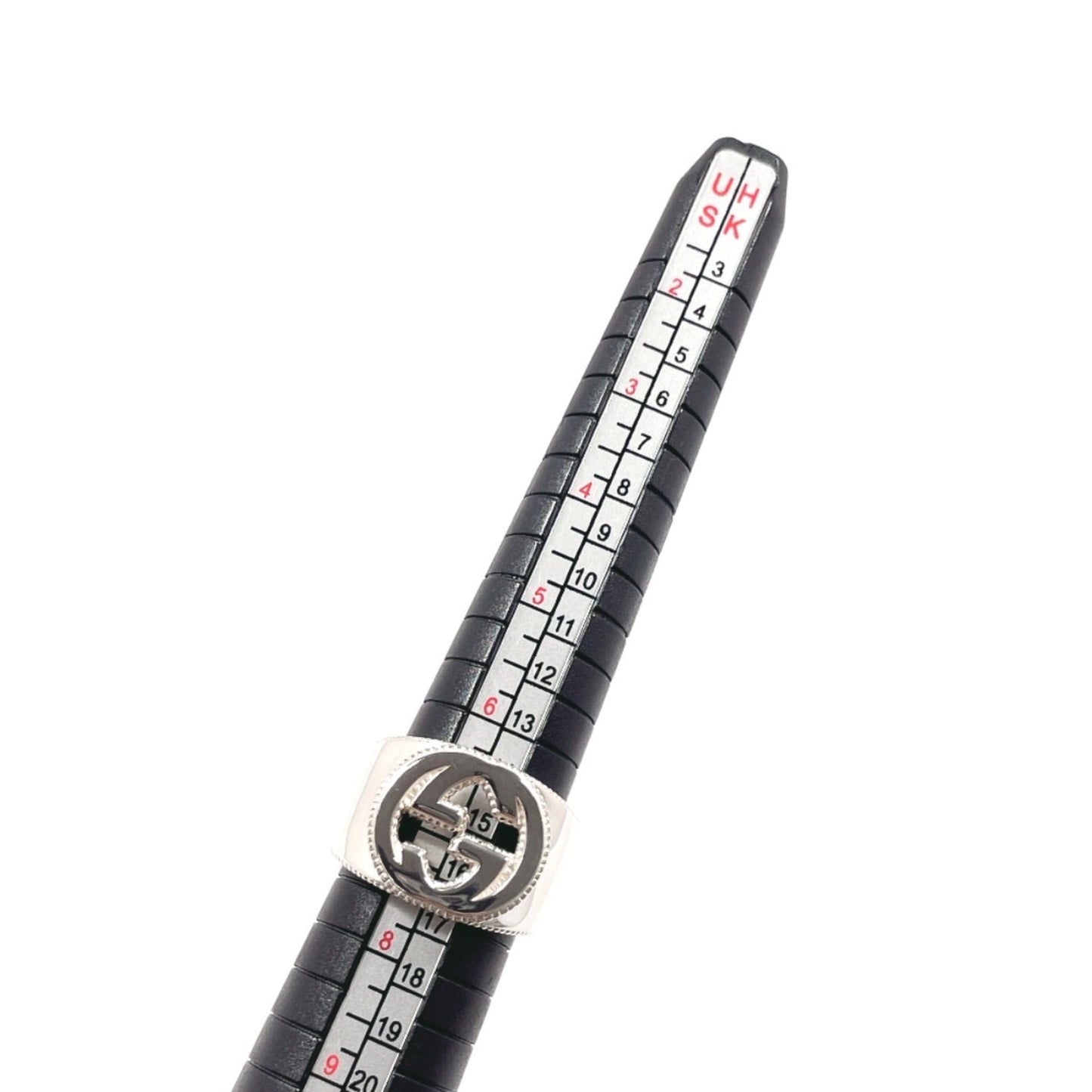 GUCCI Interlocking G Ring, 925 Sterling Silver, Size 15, Men's