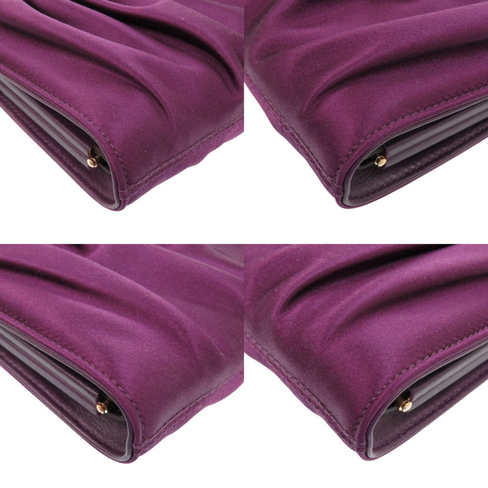 Like new Salvatore Ferragamo Gancini E0 21 B912 satin purple clutch bag 0467 — Like New