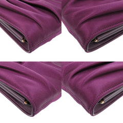 Like new Salvatore Ferragamo Gancini E0 21 B912 satin purple clutch bag 0467 — Like New