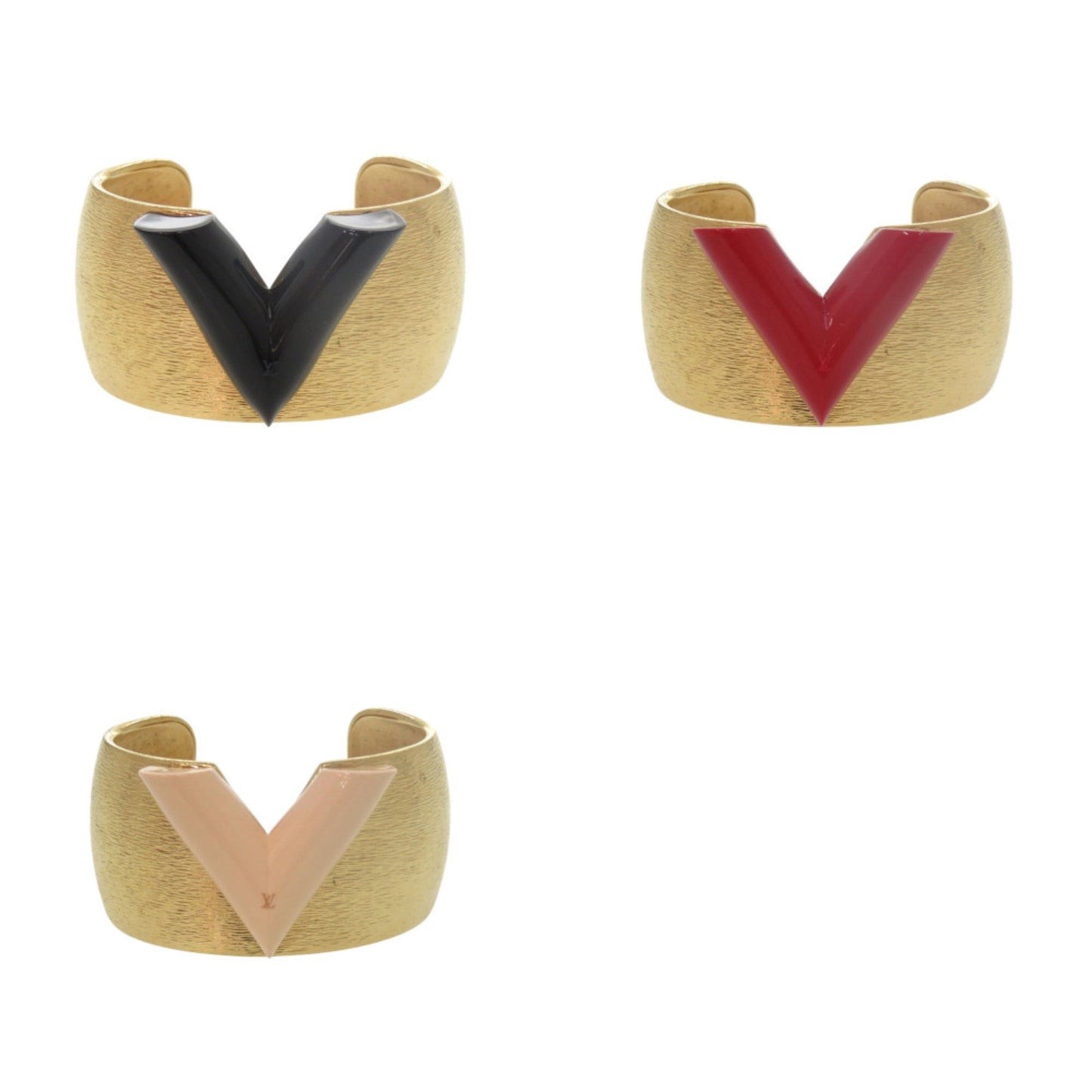 Excellent condition Louis Vuitton Essential V Colorama Cuff Bangle M68031 Metal Gold Bracelet LV 2081 LOUIS VUITTON