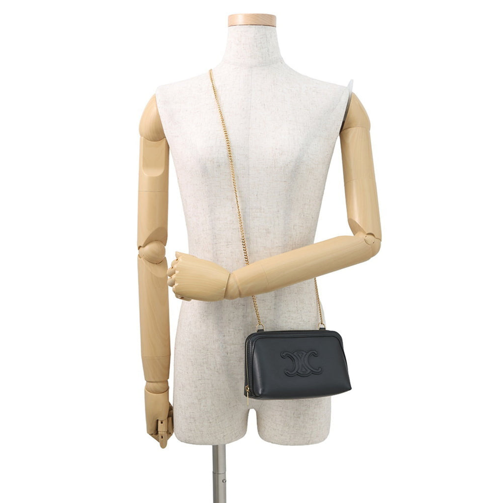 Celine Cuir Triomphe Chain Shoulder Bag, Black, 10E383DR8